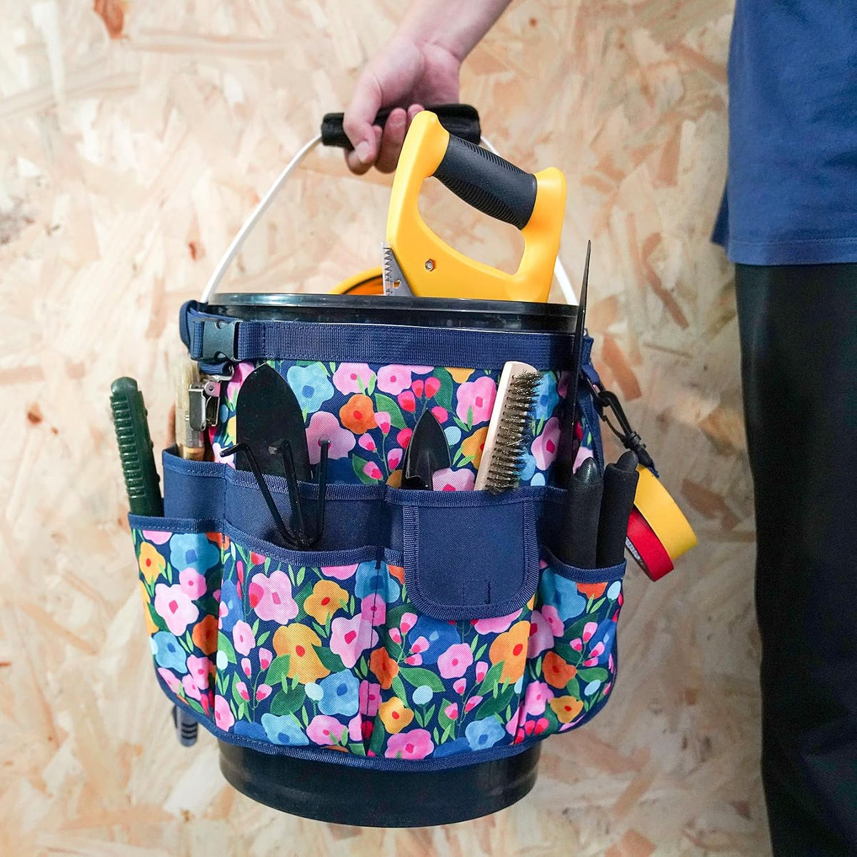 MELOTOUGH Bucket Caddy Organizer Bucket Tool Organizer for Garden Tools Fit 3.5 to 5 Gallon Bucket (Flower)