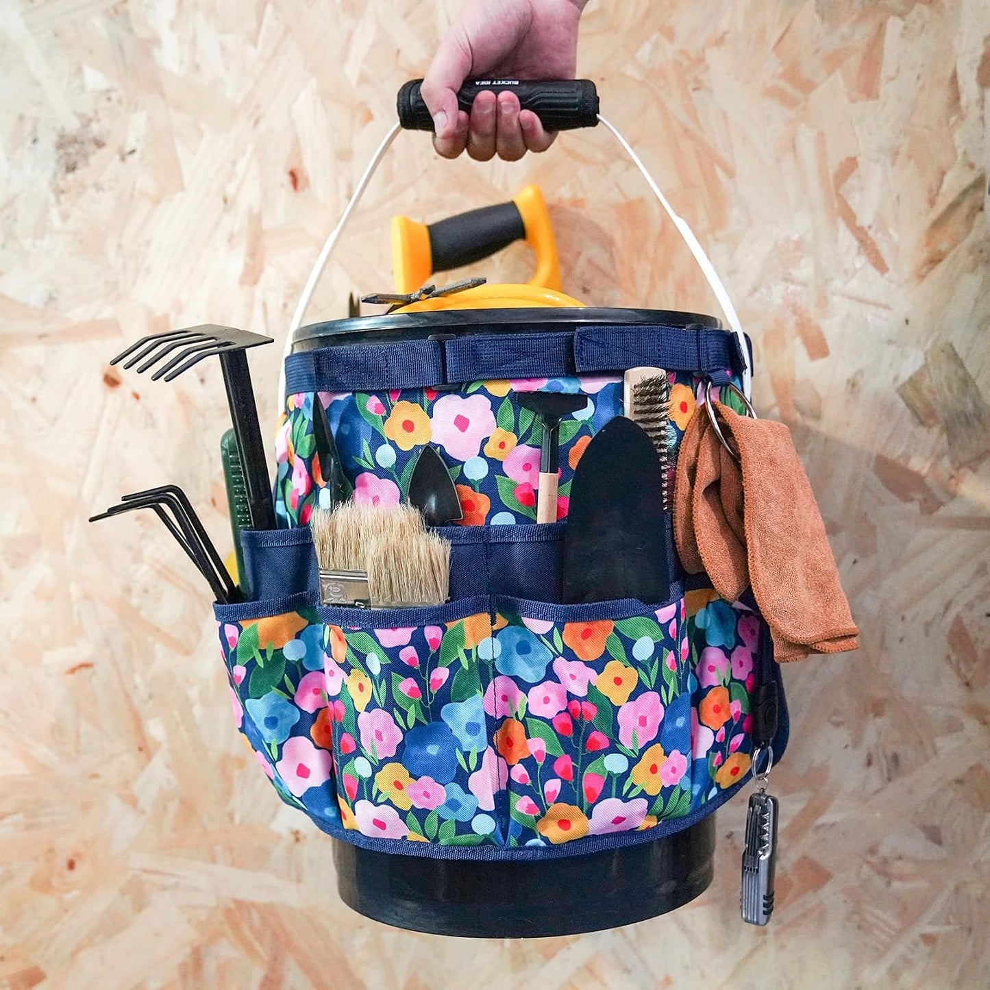 MELOTOUGH Bucket Caddy Organizer Bucket Tool Organizer for Garden Tools Fit 3.5 to 5 Gallon Bucket (Flower)