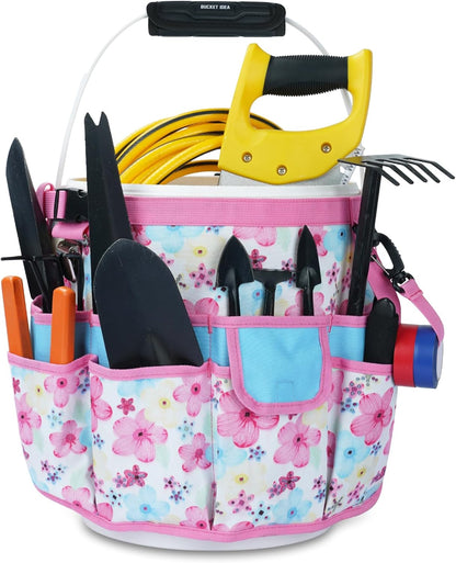 MELOTOUGH Bucket Caddy Organizer Bucket Tool Organizer for Garden Tools Fit 3.5 to 5 Gallon Bucket (Flower)