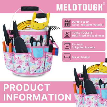 MELOTOUGH Bucket Caddy Organizer Bucket Tool Organizer for Garden Tools Fit 3.5 to 5 Gallon Bucket (Flower)