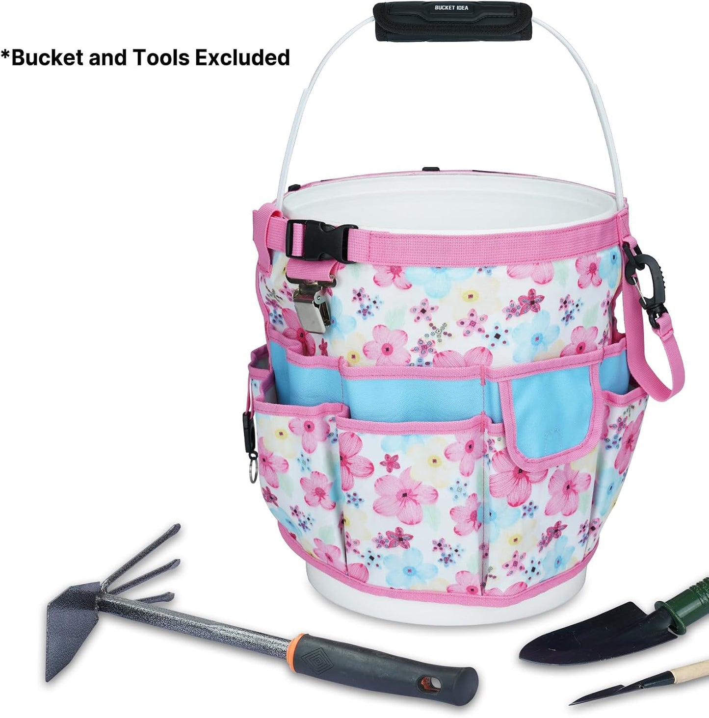 MELOTOUGH Bucket Caddy Organizer Bucket Tool Organizer for Garden Tools Fit 3.5 to 5 Gallon Bucket (Flower)
