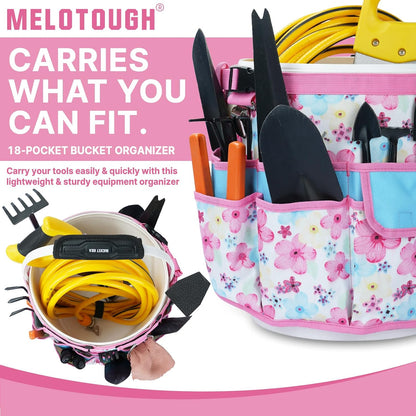 MELOTOUGH Bucket Caddy Organizer Bucket Tool Organizer for Garden Tools Fit 3.5 to 5 Gallon Bucket (Flower)