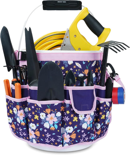 MELOTOUGH Bucket Caddy Organizer Bucket Tool Organizer for Garden Tools Fit 3.5 to 5 Gallon Bucket (Flower)