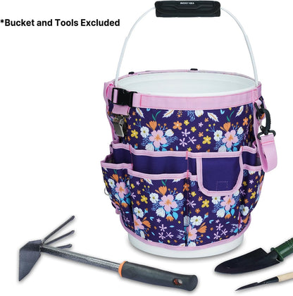 MELOTOUGH Bucket Caddy Organizer Bucket Tool Organizer for Garden Tools Fit 3.5 to 5 Gallon Bucket (Flower)