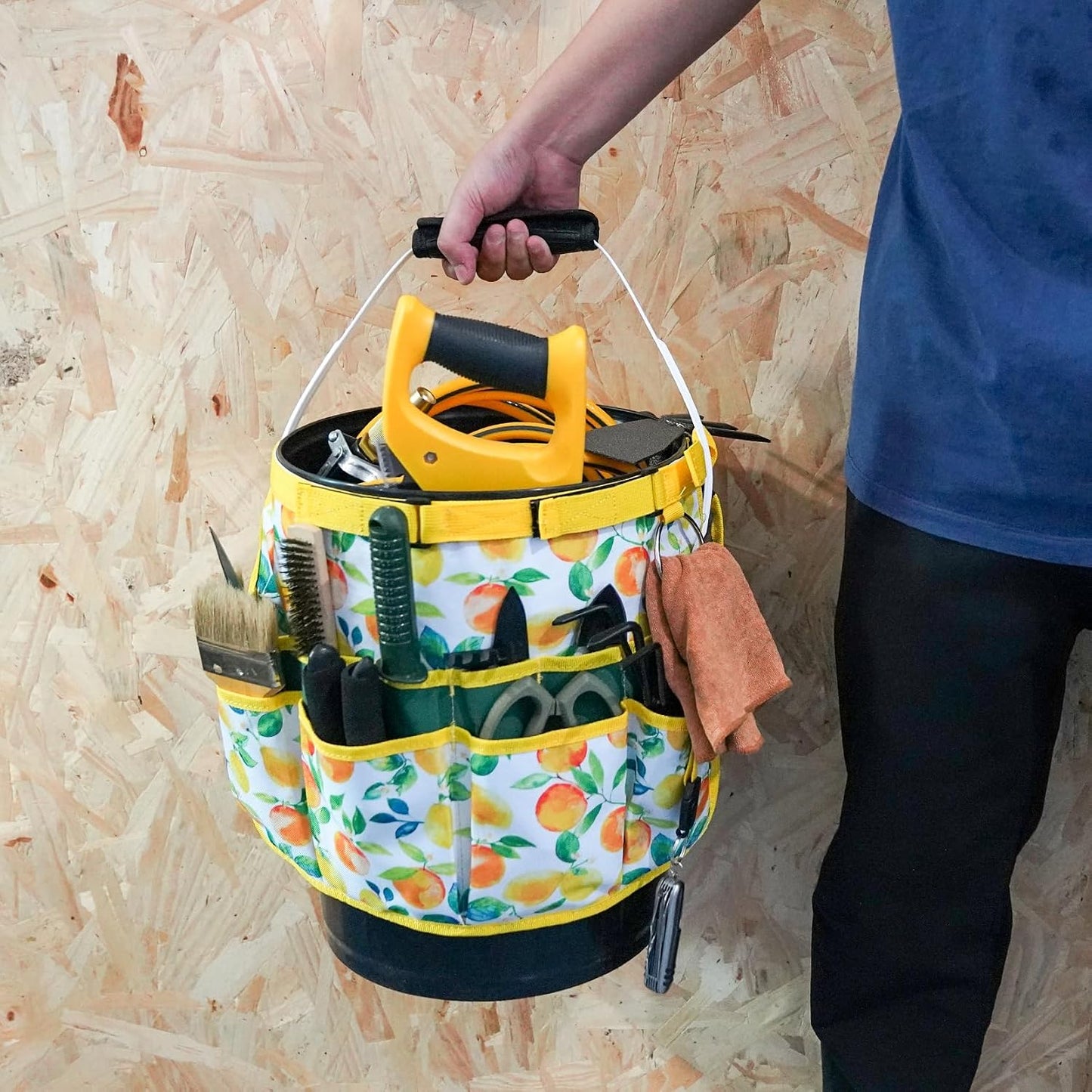 MELOTOUGH Bucket Caddy Organizer Bucket Tool Organizer for Garden Tools Fit 3.5 to 5 Gallon Bucket (Flower)