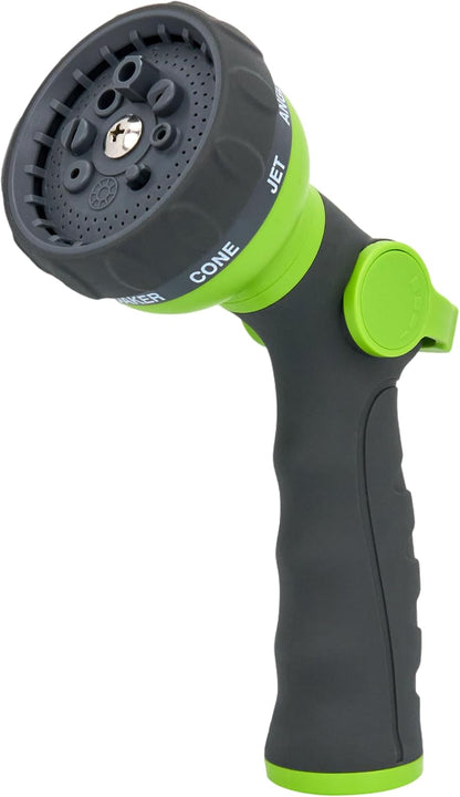 Garden Hose Spray Nozzle, Water Sprayer with 8 Adjustable Patterns, Impact Resistant and Non-Slip for Watering Plants, Car Washing, Pets Bathing and Cleaning