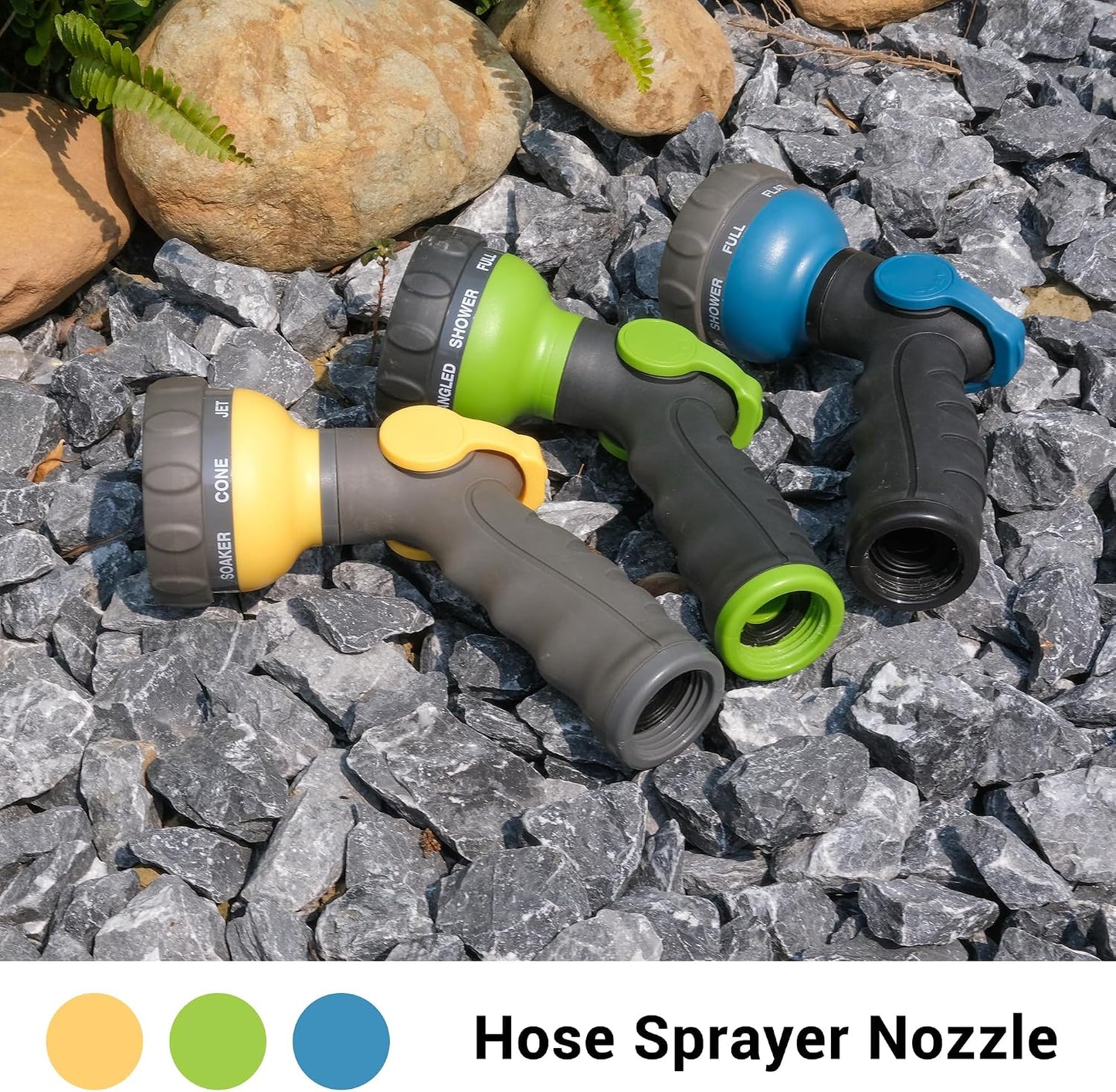 Garden Hose Spray Nozzle, Water Sprayer with 8 Adjustable Patterns, Impact Resistant and Non-Slip for Watering Plants, Car Washing, Pets Bathing and Cleaning
