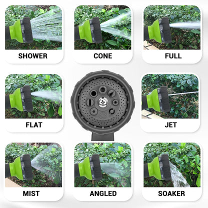 Garden Hose Spray Nozzle, Water Sprayer with 8 Adjustable Patterns, Impact Resistant and Non-Slip for Watering Plants, Car Washing, Pets Bathing and Cleaning