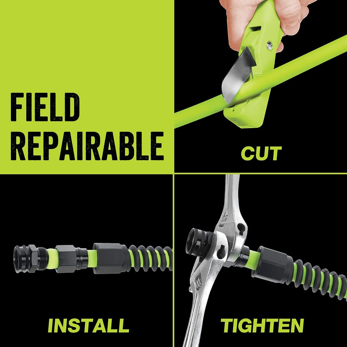 Pro Water Hose with Reusable Fittings, 5/8 in. x 50 ft., Heavy Duty, Lightweight, ZillaGreen - HFZWP550-E