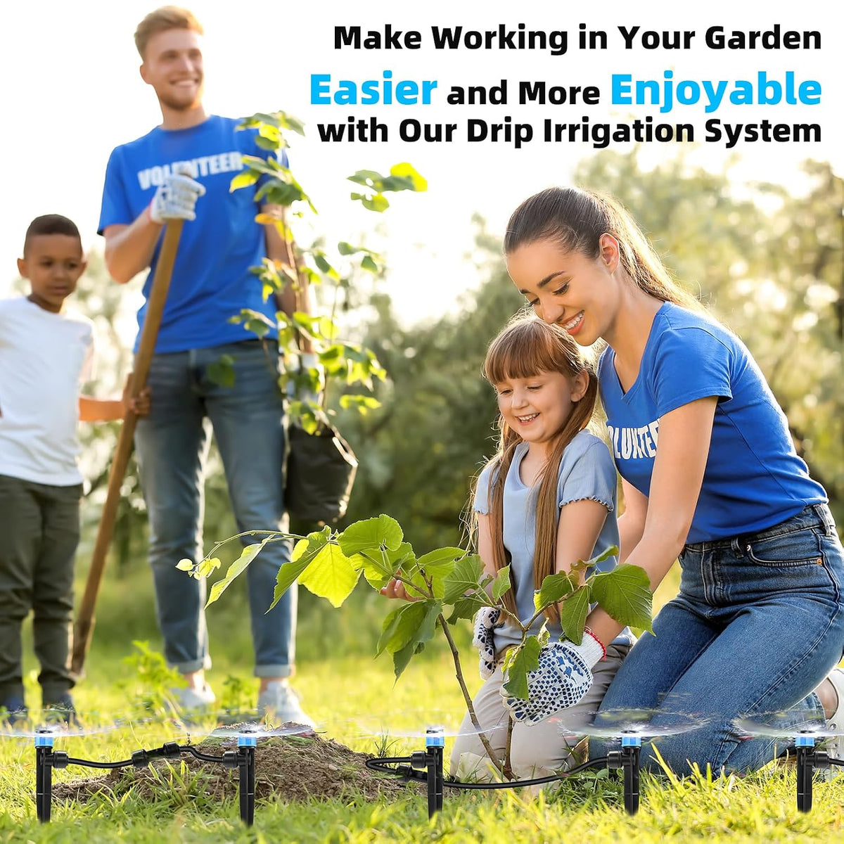 75FT Drip Irrigation System - Easy to Assemble Quick Plug Adjustable Spray Volume Garden Watering/Misting Cooling System with 1/4" Polyethylene (PE) Water Pipes for Gardens, Raised Beds, Lawns