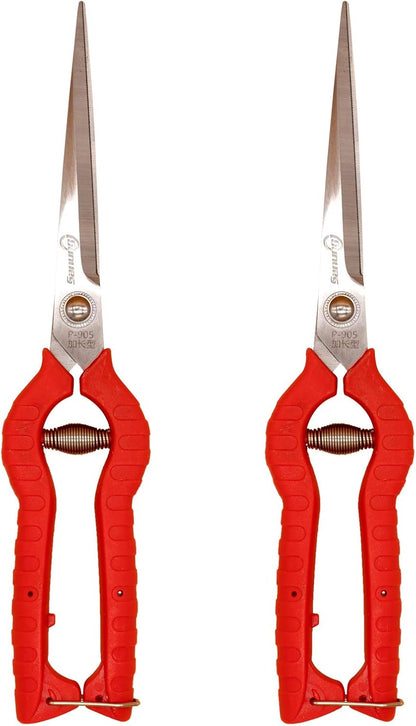 2 PACK Multifunctional Thin Fruit Scissors, P-905 Garden Pruner Shears Cutters with Anti-Slip Grip High-Grade Spring Lock Garden Pruner for Garden Fruits Vegetables Plants Flowers
