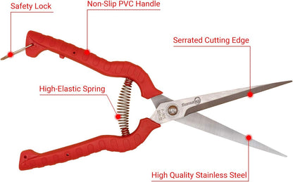 2 PACK Multifunctional Thin Fruit Scissors, P-905 Garden Pruner Shears Cutters with Anti-Slip Grip High-Grade Spring Lock Garden Pruner for Garden Fruits Vegetables Plants Flowers