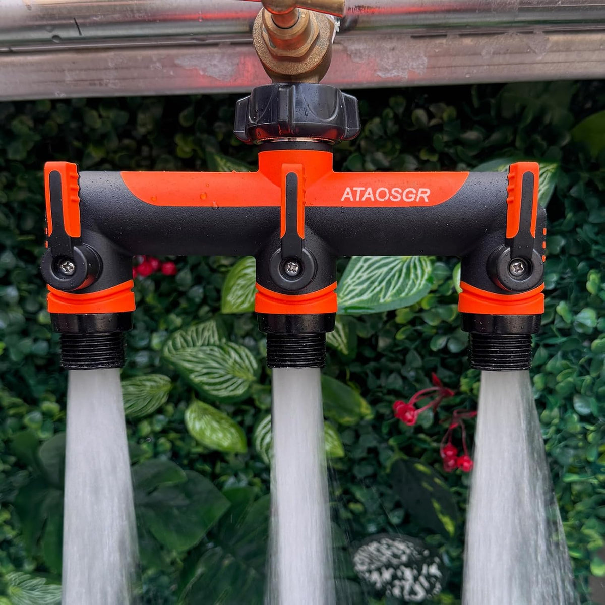 Garden Hose Splitter, 3 Way Water hose bib Spigot splitter, T Hose Connector- with Shutoff Valves Water Adapter，Outdoor Faucet Splitter 3/4" GHT Thread， For Home Outdoor Garden irrigation（ blue）