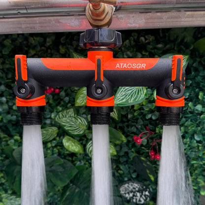 Garden Hose Splitter, 3 Way Water hose bib Spigot splitter, T Hose Connector- with Shutoff Valves Water Adapter，Outdoor Faucet Splitter 3/4" GHT Thread， For Home Outdoor Garden irrigation（ blue）