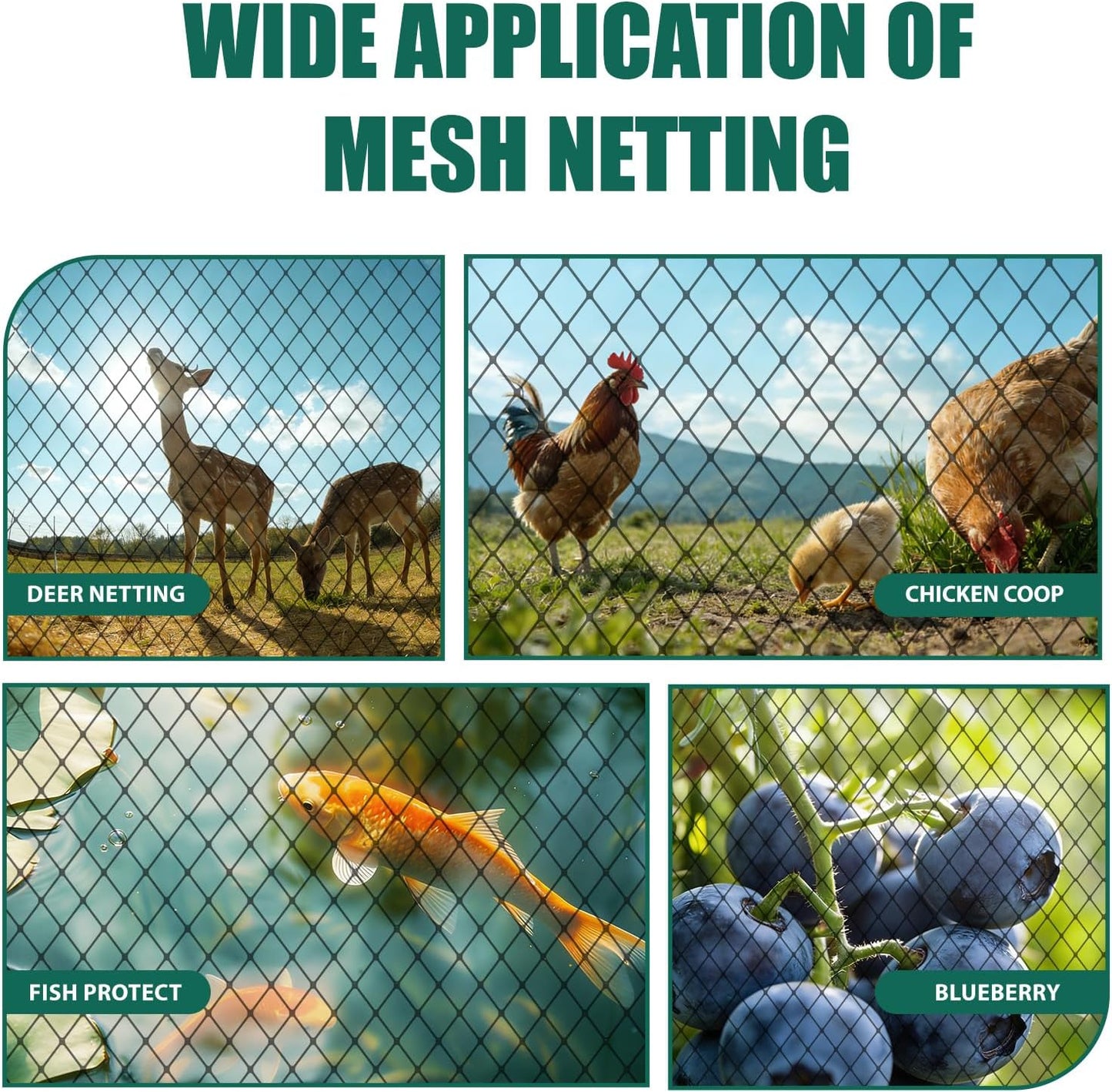 25x50ft Heavy Duty Bird Netting, 1" Mesh for Garden Fruit Trees