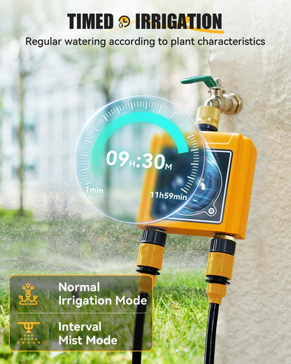 WiFi Water Timer with Brass Inlet & Outlet，2 Zone WiFi Hose Timer for Lawn,WiFi Sprinkler Controller via APP/Voice Control,Automatic Watering System by Time/Weather/Quantity/Soil Moisture