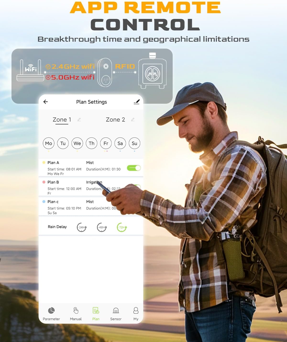 WiFi Water Timer with Brass Inlet & Outlet，2 Zone WiFi Hose Timer for Lawn,WiFi Sprinkler Controller via APP/Voice Control,Automatic Watering System by Time/Weather/Quantity/Soil Moisture