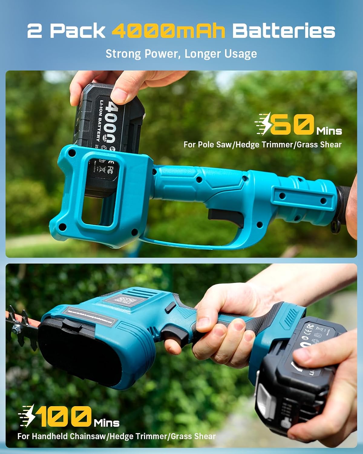 6-in-1 Cordless Pole Saw & Hedge Trimmer Combo, Brushless Motor