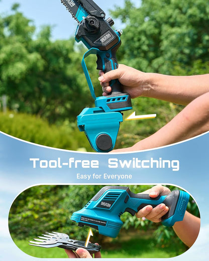 6-in-1 Cordless Pole Saw & Hedge Trimmer Combo, Brushless Motor