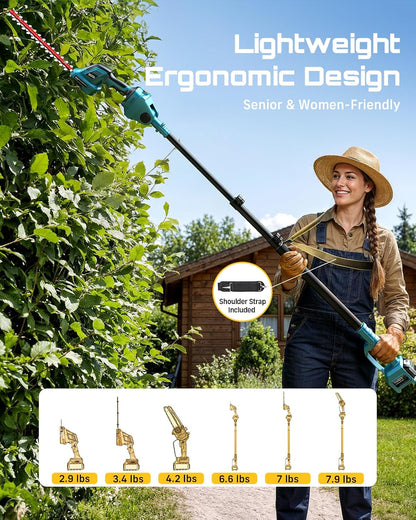 6-in-1 Cordless Pole Saw & Hedge Trimmer Combo, Brushless Motor