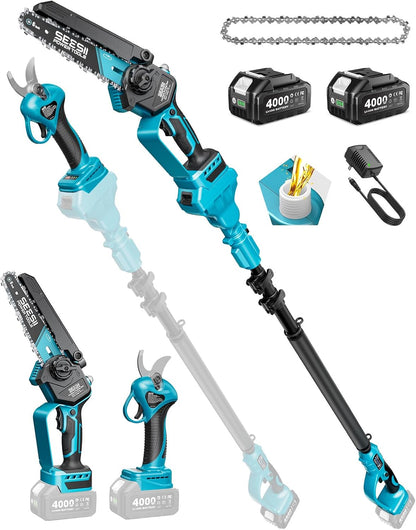 6-in-1 Cordless Pole Saw & Hedge Trimmer Combo, Brushless Motor