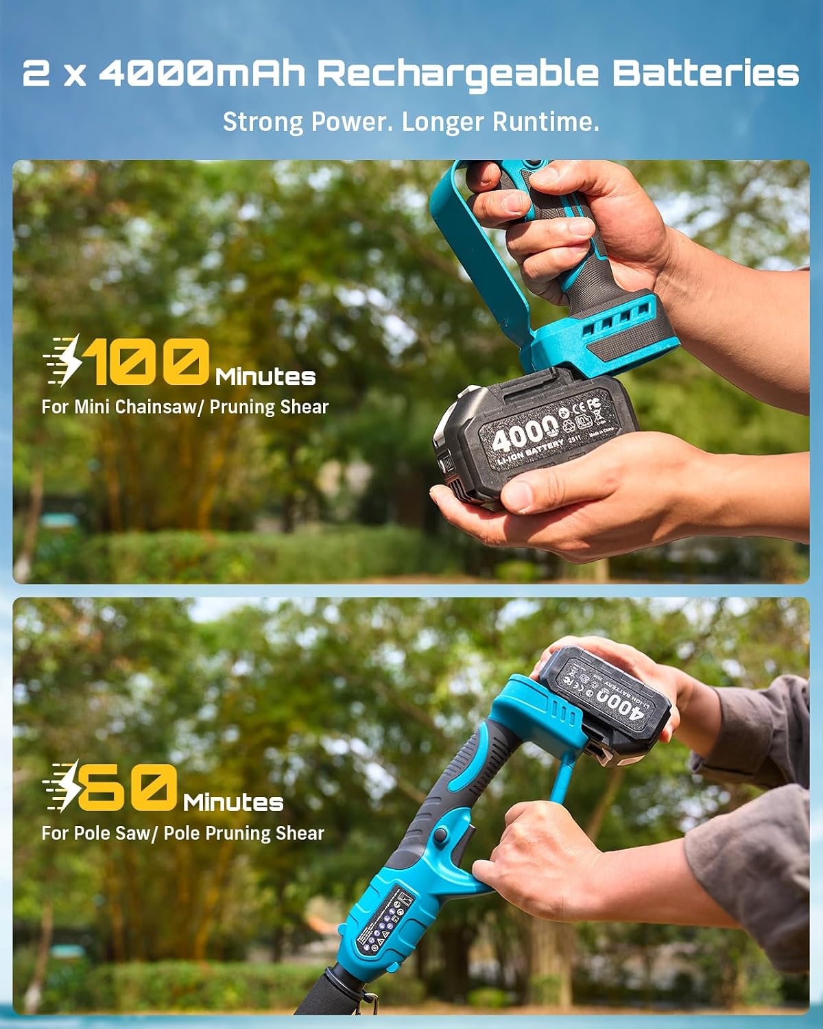 6-in-1 Cordless Pole Saw & Hedge Trimmer Combo, Brushless Motor
