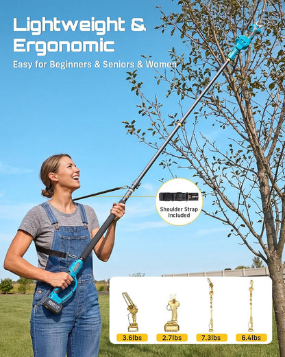 6-in-1 Cordless Pole Saw & Hedge Trimmer Combo, Brushless Motor
