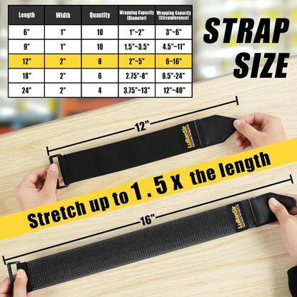 Cinch Straps - 2" x 18" (12 Pack) for Extension Cords Organization