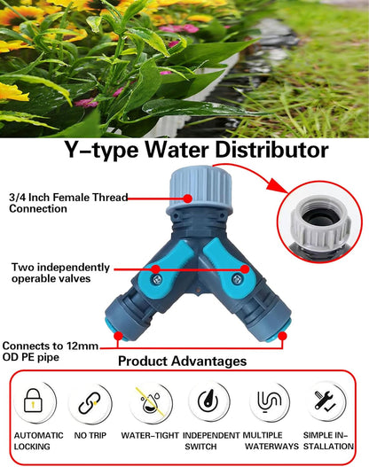 17-Piece Drip Irrigation Fitting Kit with Y-Splitter,Universal Connector & Quick Connector, Includes Elbows, Tees, Stoppers,Easy DIY Garden Watering System (17-Piece Drip Irrigation Fitting Kit)