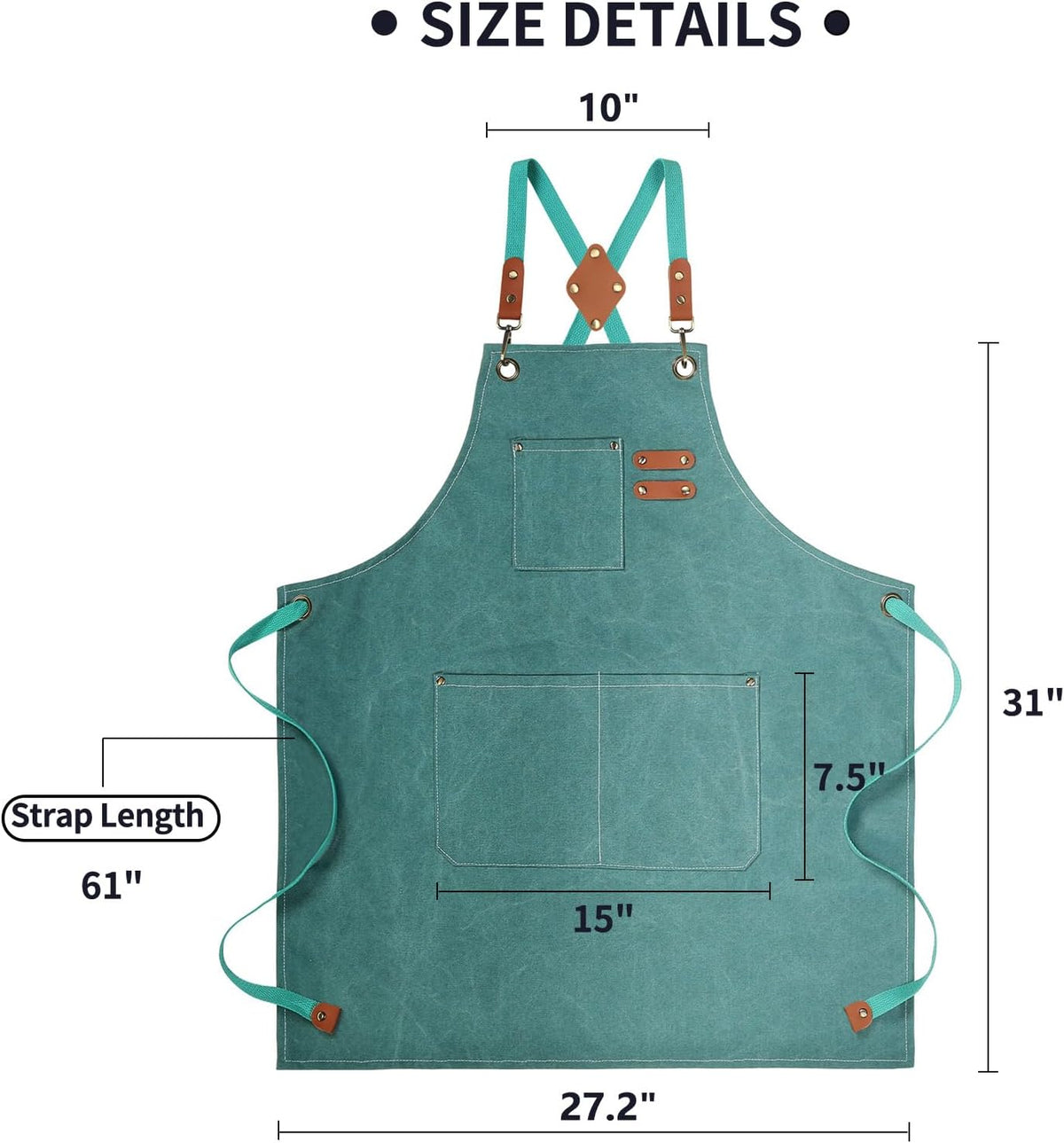 Chef Apron, Cotton Canvas Gardening Apron with Large Pockets for Men and Women,Kitchen Cooking Baking Bib Heavy Duty Adjustable Garden Apron