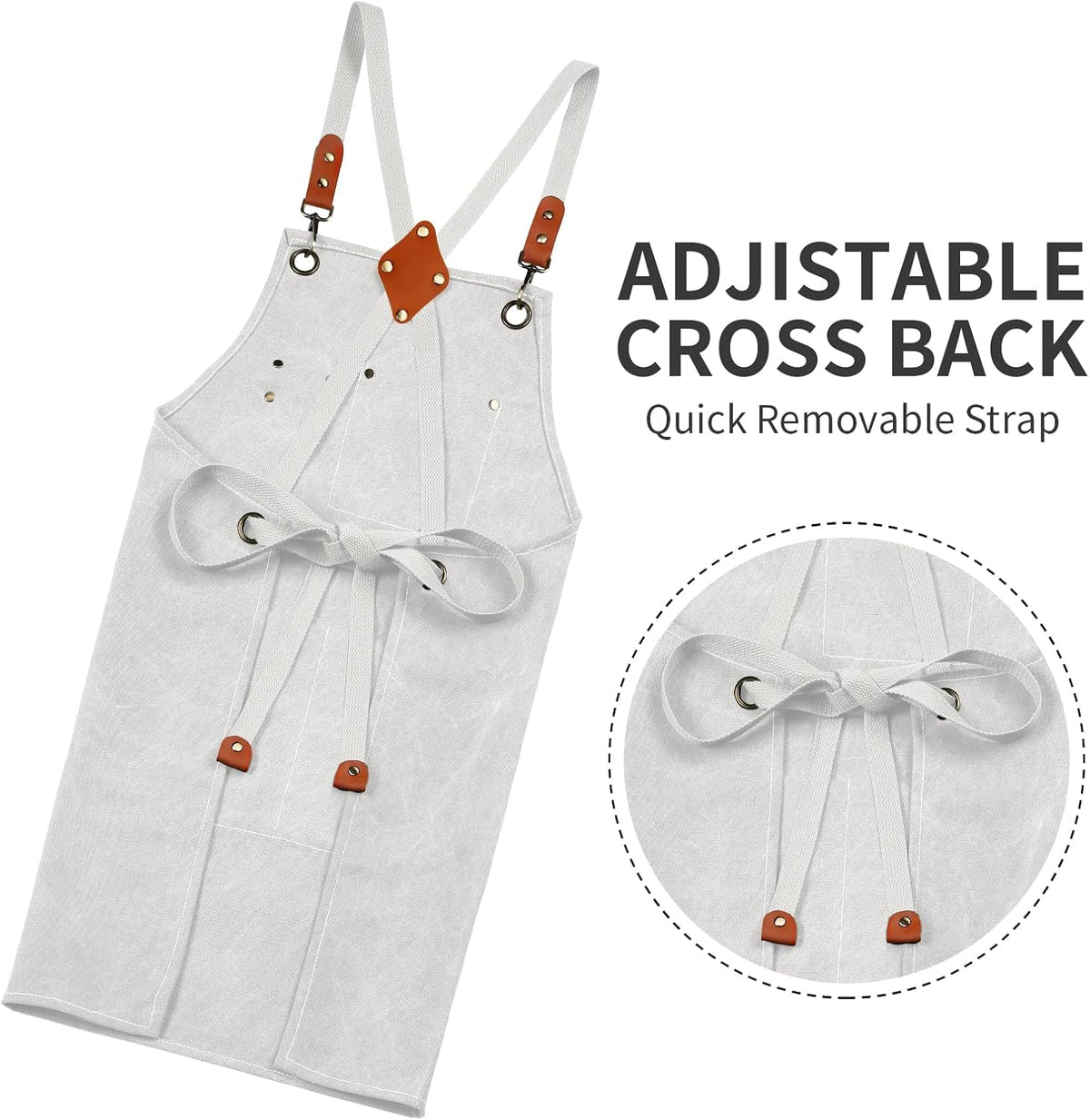 Chef Apron, Cotton Canvas Gardening Apron with Large Pockets for Men and Women,Kitchen Cooking Baking Bib Heavy Duty Adjustable Garden Apron