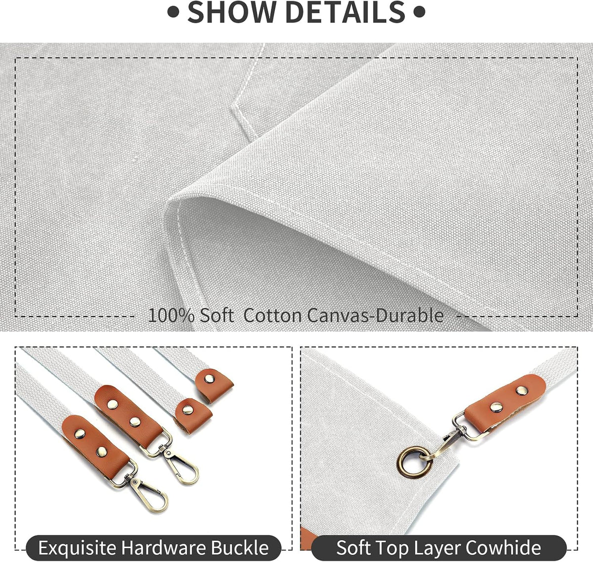 Chef Apron, Cotton Canvas Gardening Apron with Large Pockets for Men and Women,Kitchen Cooking Baking Bib Heavy Duty Adjustable Garden Apron