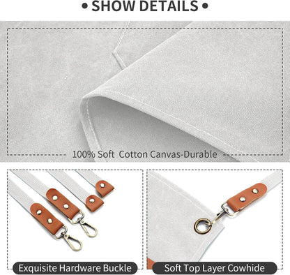 Chef Apron, Cotton Canvas Gardening Apron with Large Pockets for Men and Women,Kitchen Cooking Baking Bib Heavy Duty Adjustable Garden Apron
