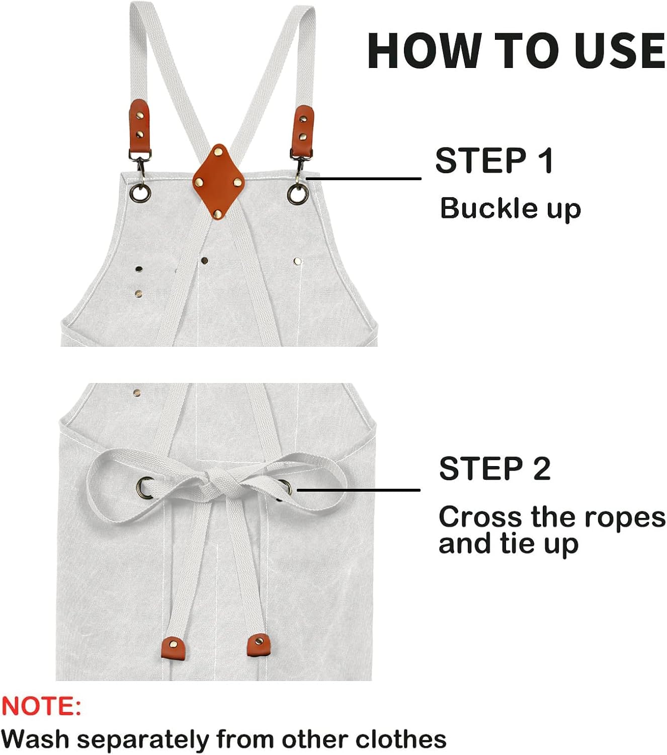 Chef Apron, Cotton Canvas Gardening Apron with Large Pockets for Men and Women,Kitchen Cooking Baking Bib Heavy Duty Adjustable Garden Apron