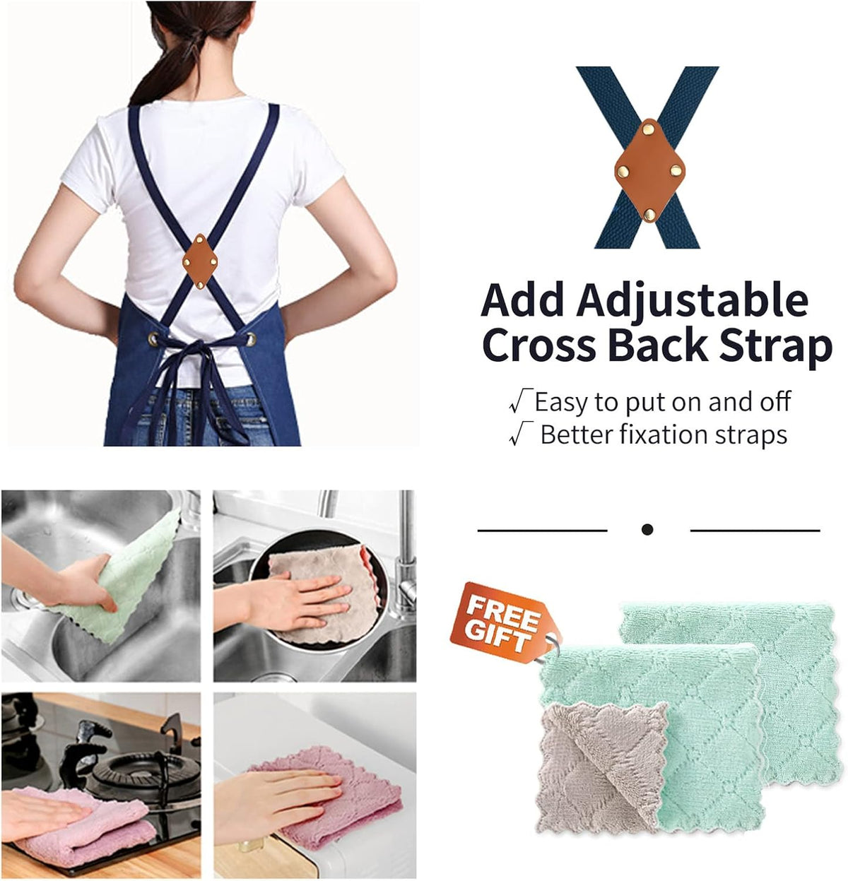 Chef Apron, Cotton Canvas Gardening Apron with Large Pockets for Men and Women,Kitchen Cooking Baking Bib Heavy Duty Adjustable Garden Apron