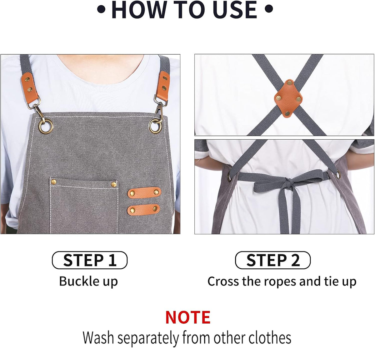 Chef Apron, Cotton Canvas Gardening Apron with Large Pockets for Men and Women,Kitchen Cooking Baking Bib Heavy Duty Adjustable Garden Apron