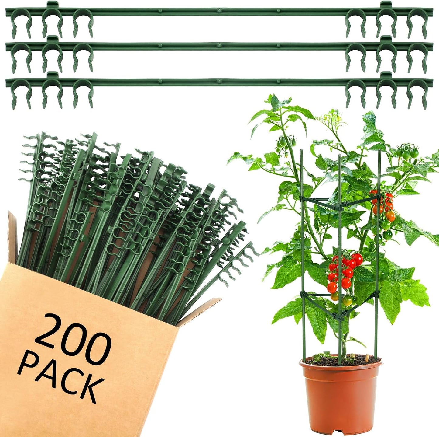 50 Pcs Adjustable Plant Stake Arm for Tomato Cage 11" Stake Connector