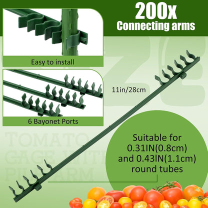 50 Pcs Adjustable Plant Stake Arm for Tomato Cage 11" Stake Connector