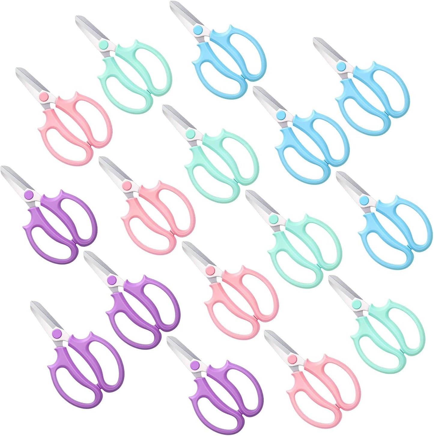 12 Pcs Flower Scissors - Stainless Steel Flower Shears, Garden Plant Floral Shears for Fresh Flowers Stems (Blue, Green, Pink, Violet)