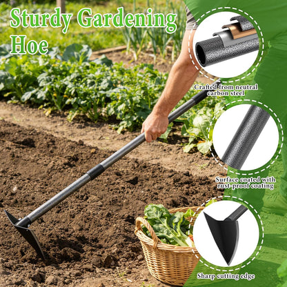 Garden Warren Hoe - Carbon Steel Sharp Triangle Hoe, 72" Adjustable Long Handle, Heavy Duty Gardening Hand Hoe For Weeding Digging Loosening Soil, Stand Weeder Remover Tool For Yard Lawn Flower Beds