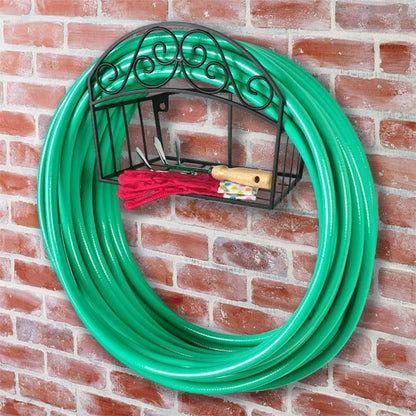 241 Decorative Black Garden Hose Butler with Shelf, Holds 125-Feet 14 x 6.7 x 11.5