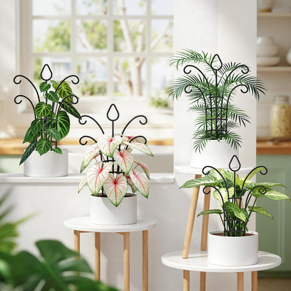 4 Pack Small Plant Trellis for Potted Plants, Metal Climbing Plant Support