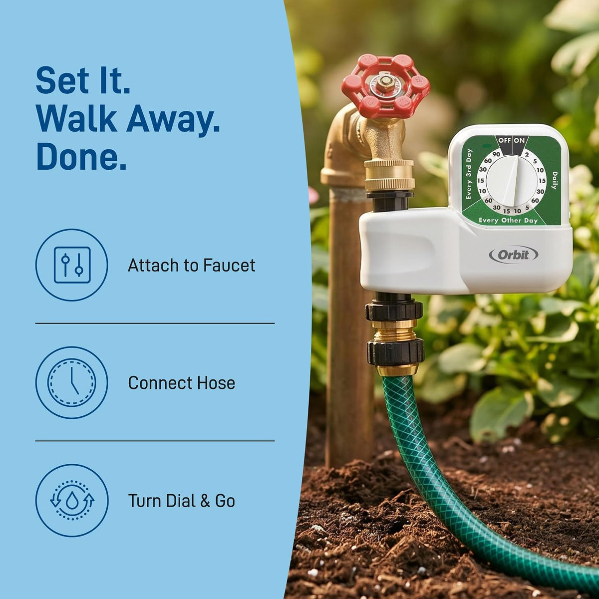 62024 Single-Dial Hose Watering Digital Timer, "3"" x 7.5"" x 9.5"""