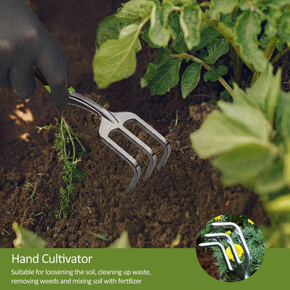 Garden Tool Set, 3 Piece Gardening Tools Includes Garden Trowel, Transplant Trowel and Hand Rake with Non-Slip Ergonomic Handle, Heavy Duty Gardening Kit for Gardening Planting, Gardening Gifts, Green