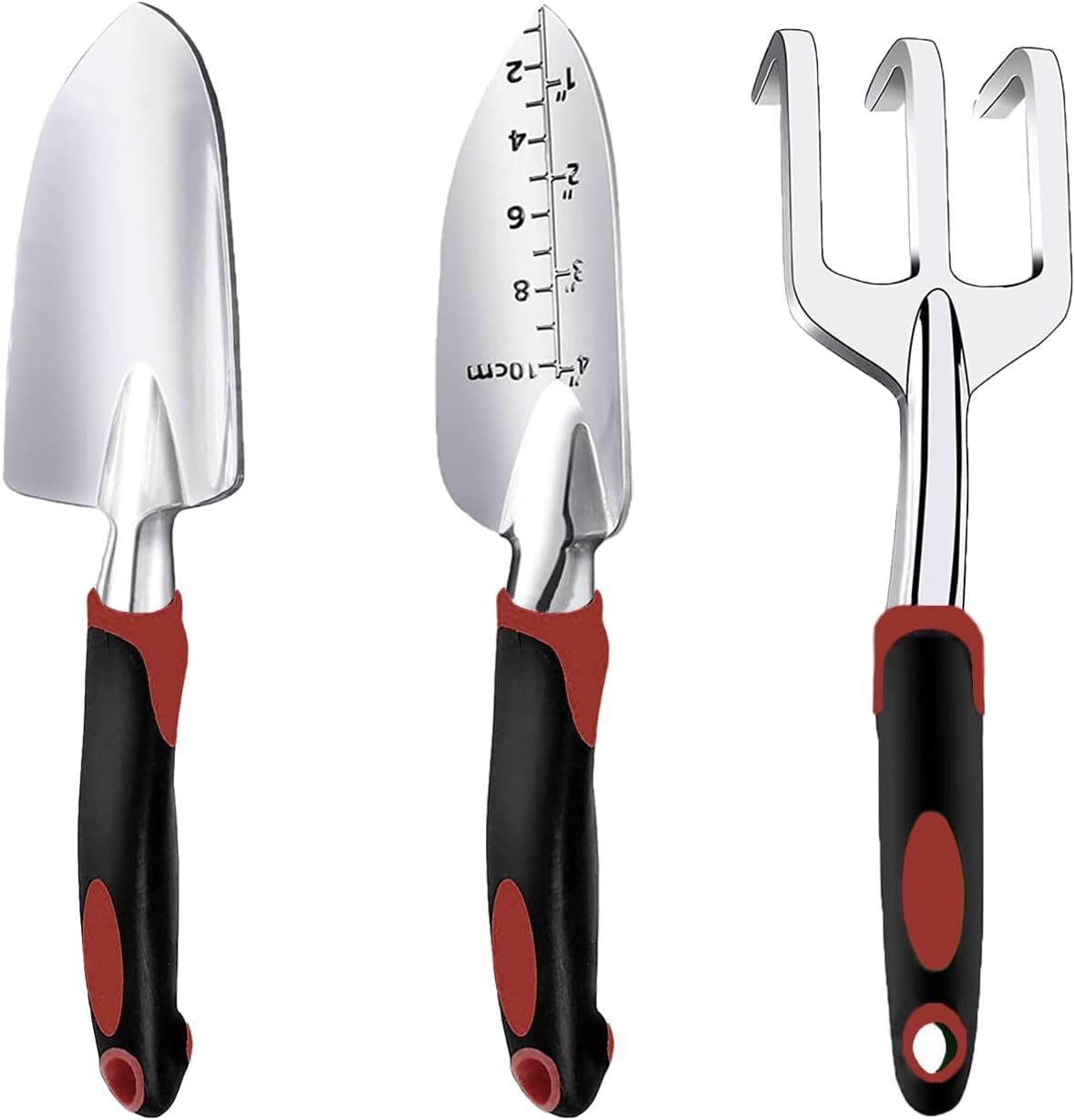 Garden Tool Set, 3 Piece Gardening Tools Includes Garden Trowel, Transplant Trowel and Hand Rake with Non-Slip Ergonomic Handle, Heavy Duty Gardening Kit for Gardening Planting, Gardening Gifts, Green