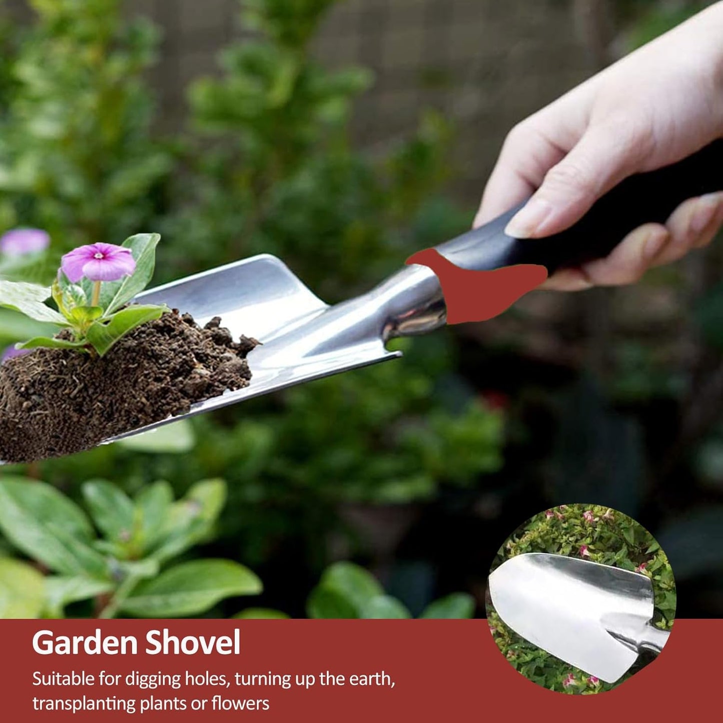 Garden Tool Set, 3 Piece Gardening Tools Includes Garden Trowel, Transplant Trowel and Hand Rake with Non-Slip Ergonomic Handle, Heavy Duty Gardening Kit for Gardening Planting, Gardening Gifts, Green