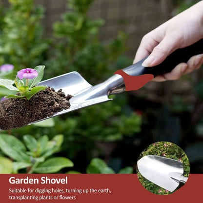 Garden Tool Set, 3 Piece Gardening Tools Includes Garden Trowel, Transplant Trowel and Hand Rake with Non-Slip Ergonomic Handle, Heavy Duty Gardening Kit for Gardening Planting, Gardening Gifts, Green