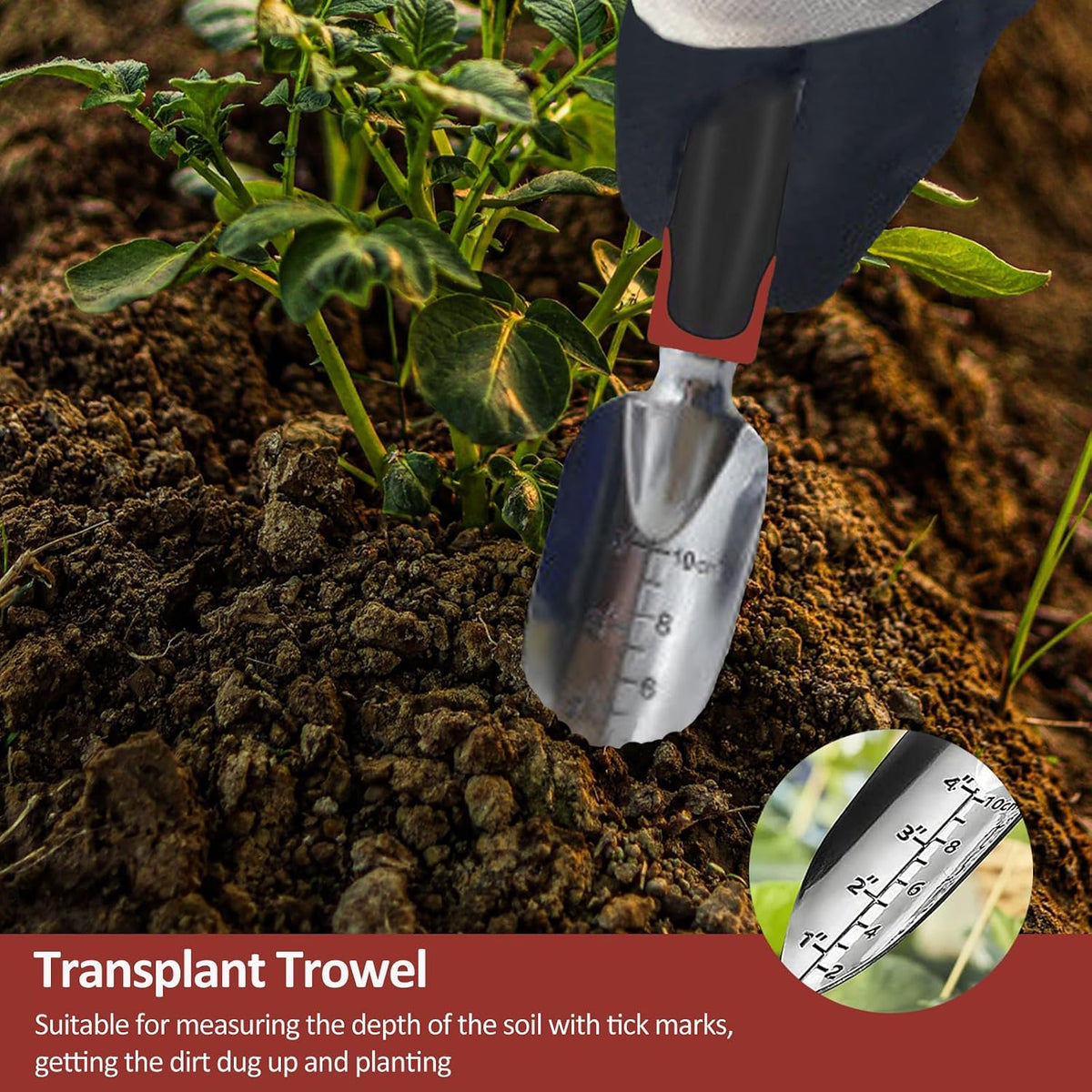 Garden Tool Set, 3 Piece Gardening Tools Includes Garden Trowel, Transplant Trowel and Hand Rake with Non-Slip Ergonomic Handle, Heavy Duty Gardening Kit for Gardening Planting, Gardening Gifts, Green