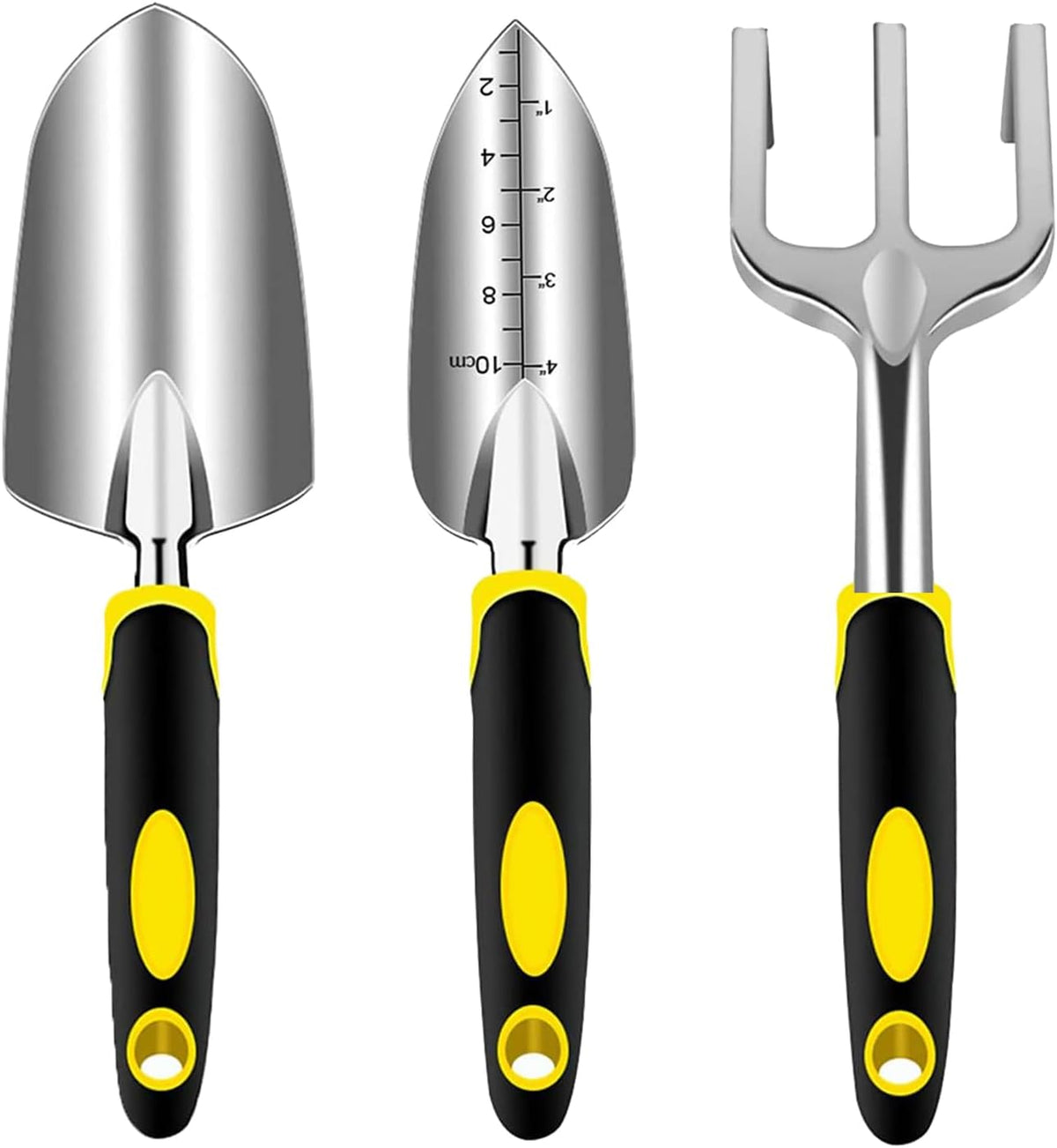 Garden Tool Set, 3 Piece Gardening Tools Includes Garden Trowel, Transplant Trowel and Hand Rake with Non-Slip Ergonomic Handle, Heavy Duty Gardening Kit for Gardening Planting, Gardening Gifts, Green