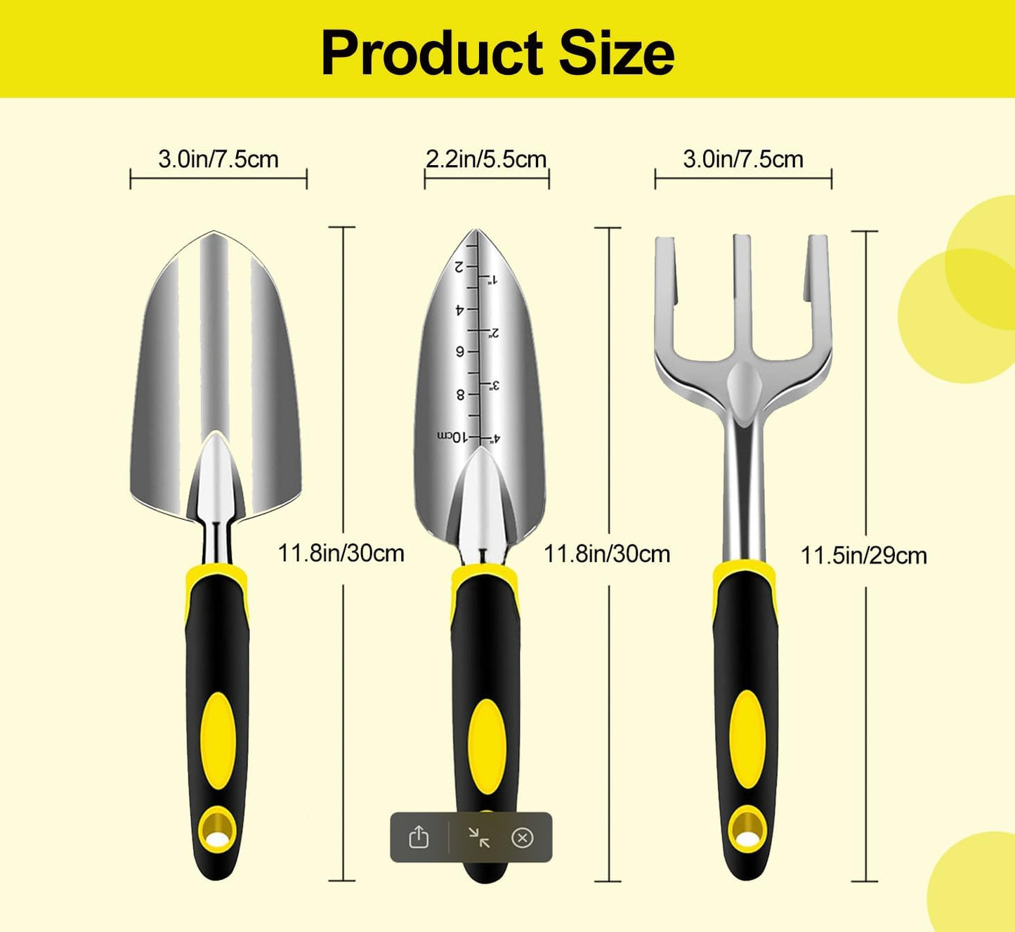 Garden Tool Set, 3 Piece Gardening Tools Includes Garden Trowel, Transplant Trowel and Hand Rake with Non-Slip Ergonomic Handle, Heavy Duty Gardening Kit for Gardening Planting, Gardening Gifts, Green
